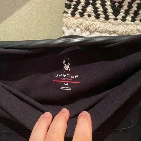 SPYDER BLACK ACTIVEWEAR CROP SPANDEX LEGGINGS SIZE LARGE - Picture 5 of 7